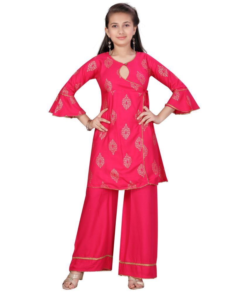     			Aarika Girls Cotton Kurta and Trousers Set ( Pack of 1 , Pink )