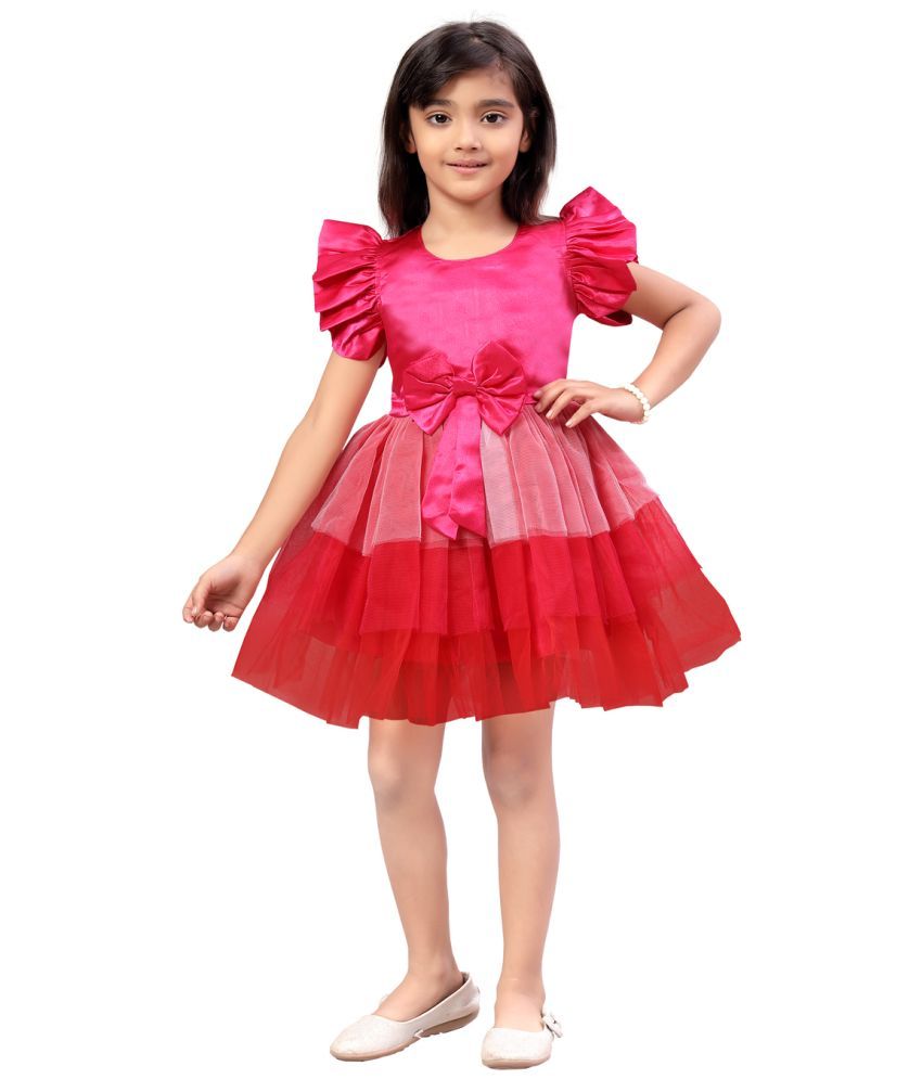     			Aarika Pink Nylon Girls Fit And Flare Dress ( Pack of 1 )