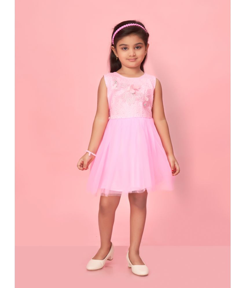     			Aarika Pink Polyester Girls Fit And Flare Dress ( Pack of 1 )