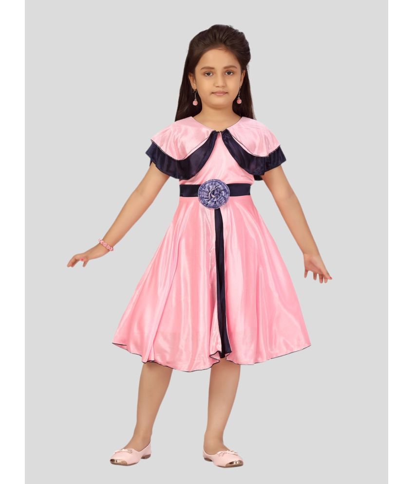     			Aarika Pink Silk Girls Fit And Flare Dress ( Pack of 1 )