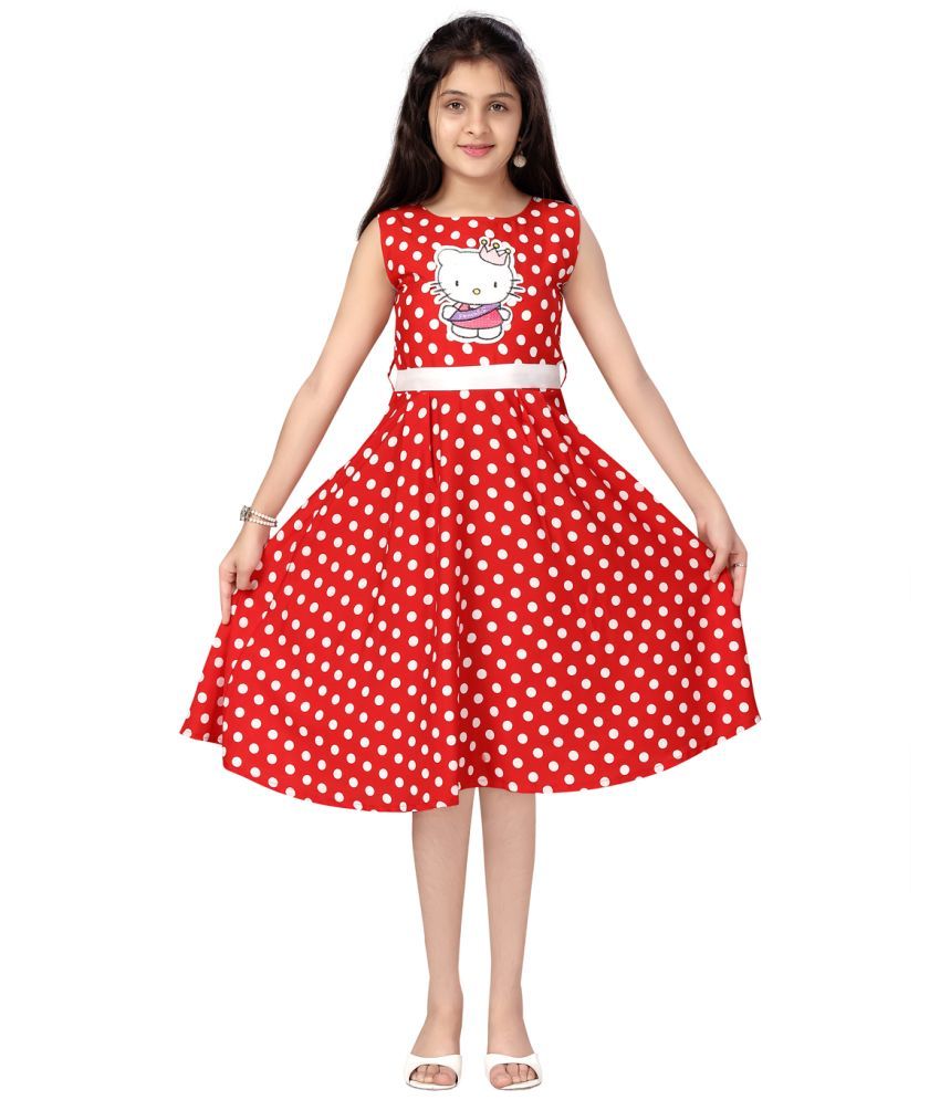     			Aarika Cotton Blend A-line Dress For Girls ( Pack of 1 , Red )