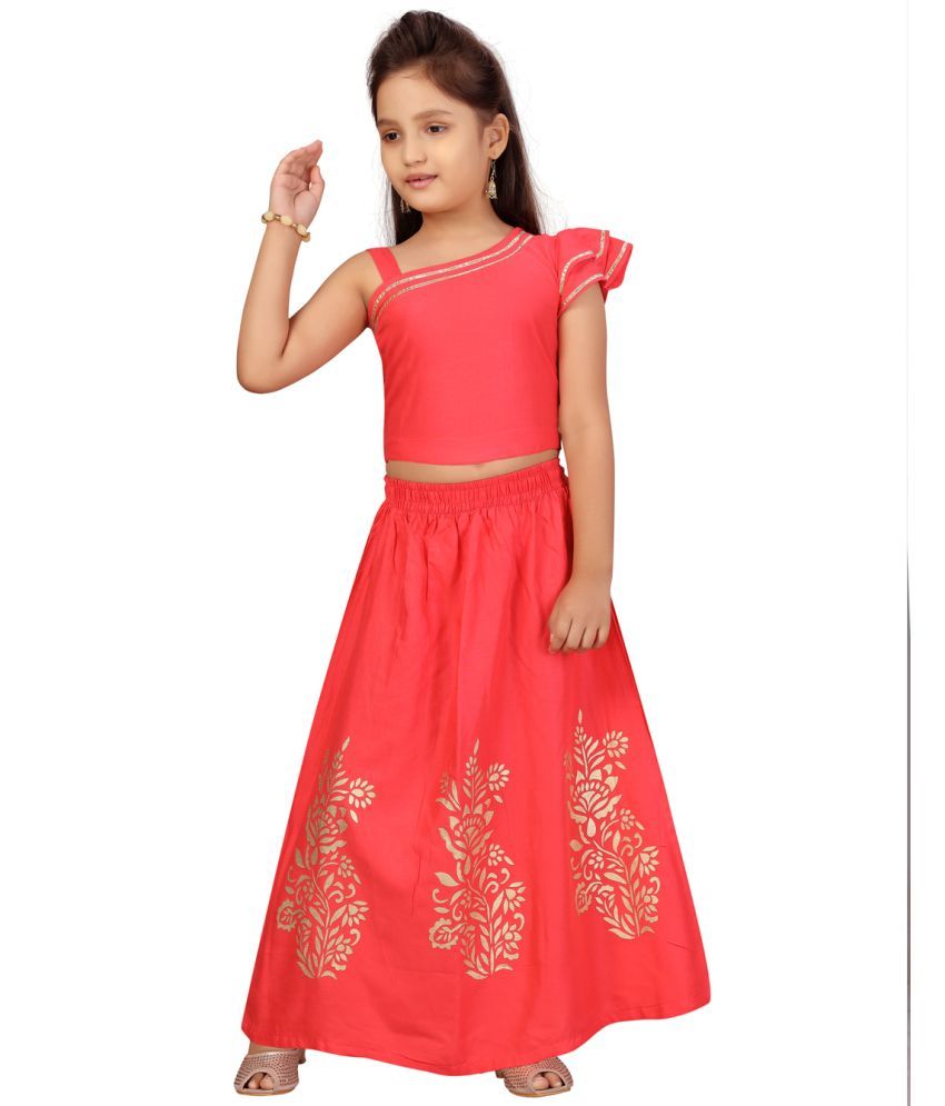     			Aarika Red Cotton Girls Lehenga Choli Set ( Pack of 1 )