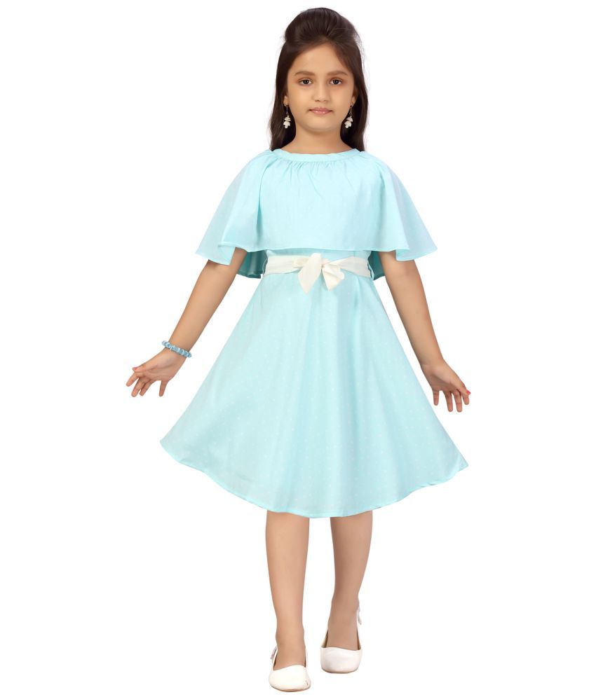     			Aarika Turquoise Silk Girls A-line Dress ( Pack of 1 )