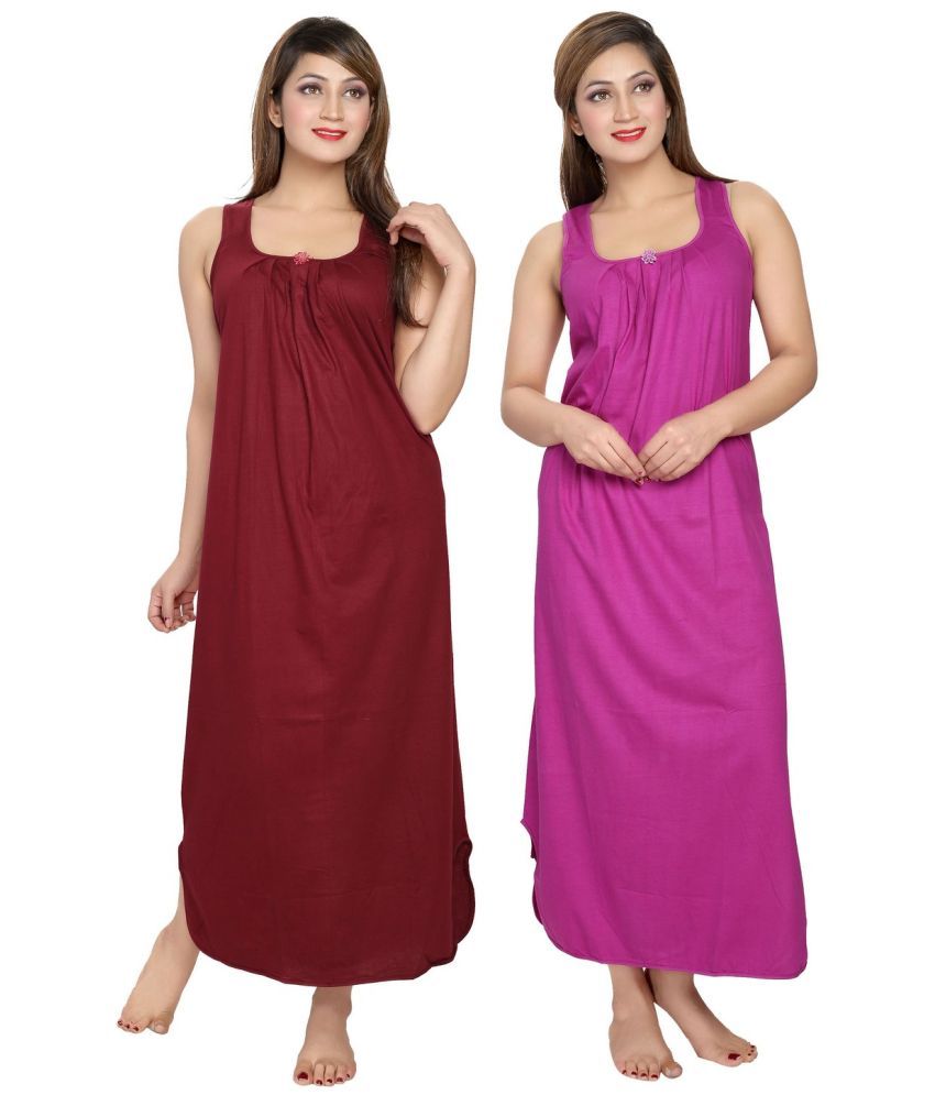     			Cinco Multicolor Cotton Blend Women's Nightwear Nighty & Night Gowns ( Pack of 2 )