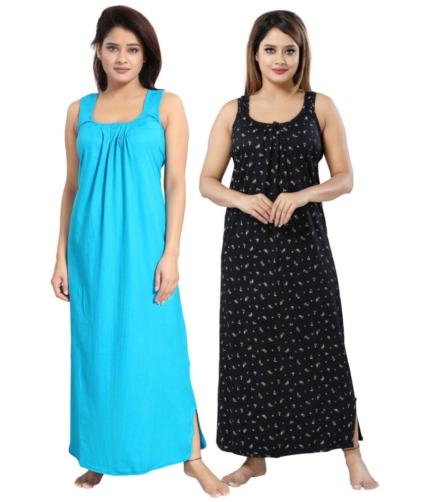     			Cinco Multicolor Cotton Blend Women's Nightwear Nighty & Night Gowns ( Pack of 2 )