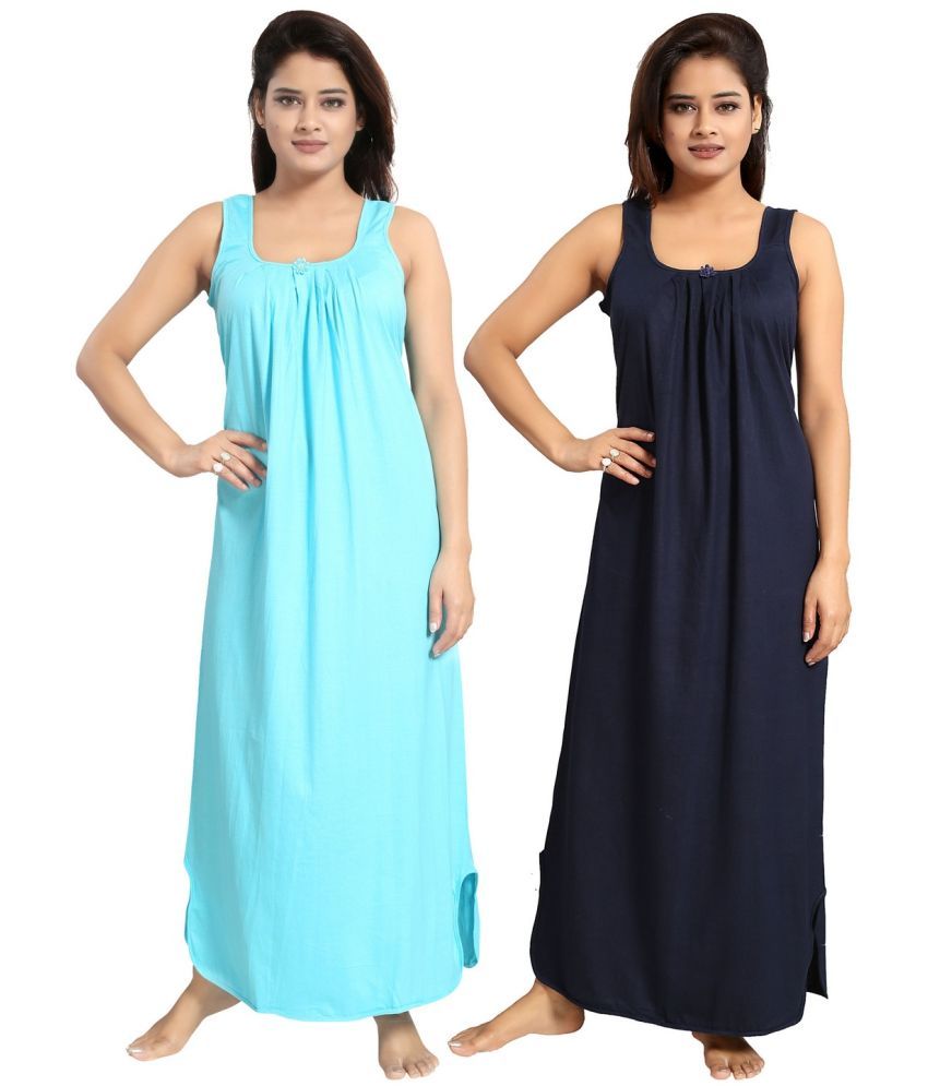     			Cinco Multicolor Cotton Blend Women's Nightwear Nighty & Night Gowns ( Pack of 2 )