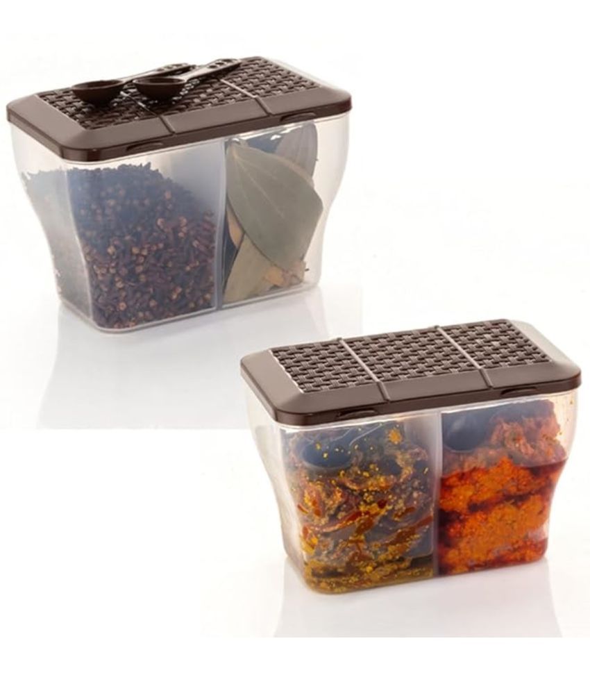     			Dark Sun Kitchenware Dal/Masala/Vegetable Plastic Brown Pickle Container ( Set of 2 )