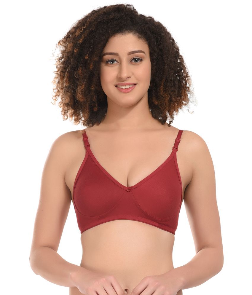     			Elina Maroon Cotton Non Padded Women's T-Shirt Bra ( Pack of 1 )