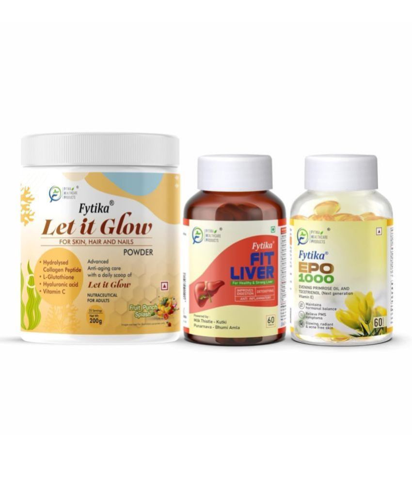     			Fytika Let it Glow Fruit Punch, Collagen Powder-200G + Fytika Fit Liver (Liver Detox Supplement)-60 Tabs + Fytika EPO 1000 Evening Primrose Oil-60 Softgel