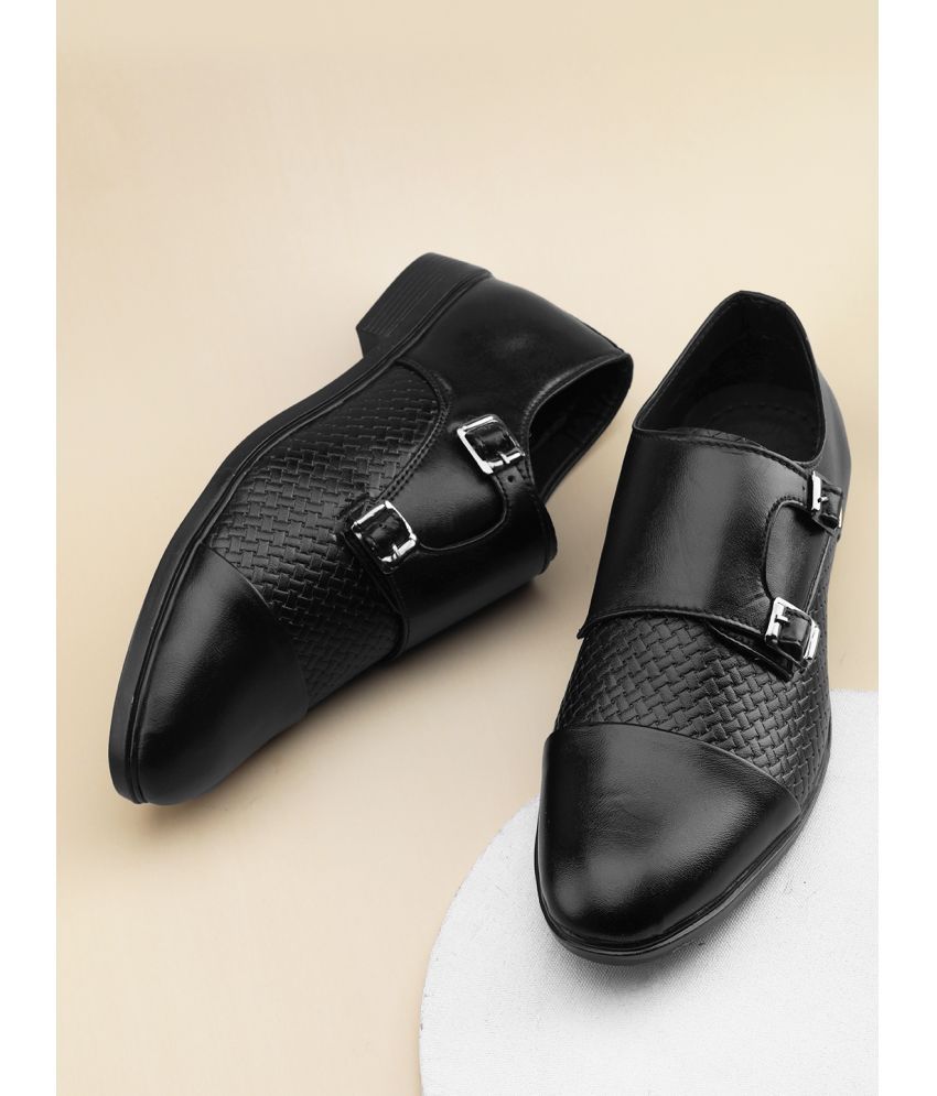     			Hakkel Black Men's Monk Strap Formal Shoes