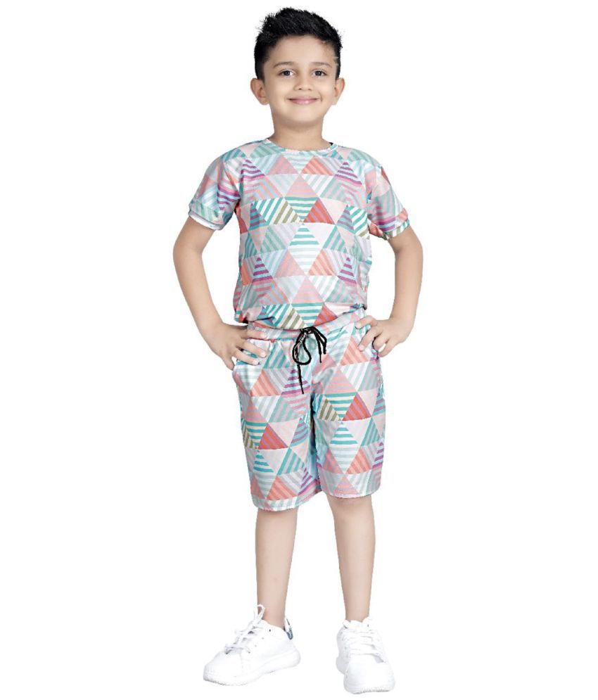     			JILYON Fashion Multicolor Cotton Blend Boys T-Shirt & Shorts ( Pack of 1 )