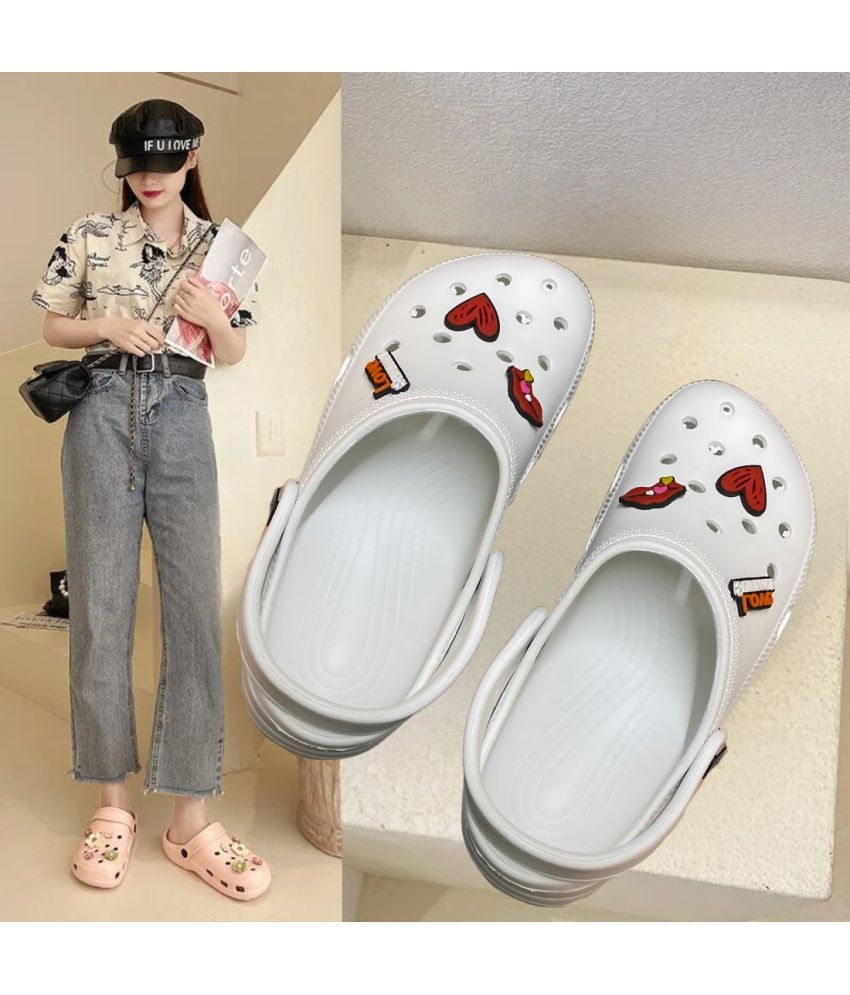     			Jootiyapa White Clogs