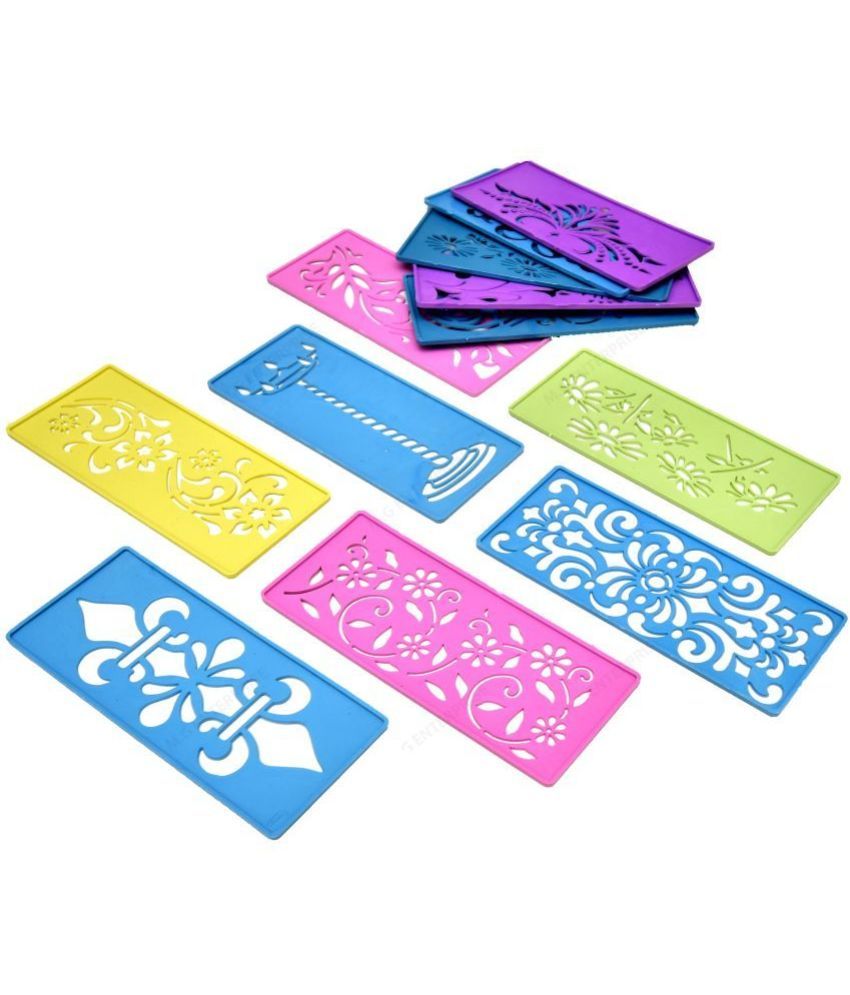     			M G Enterprise DIY Plastic Rangoli Stencils For Floor and Wall PLS-B-12 Set of 12 pc (3 in x 7 in)