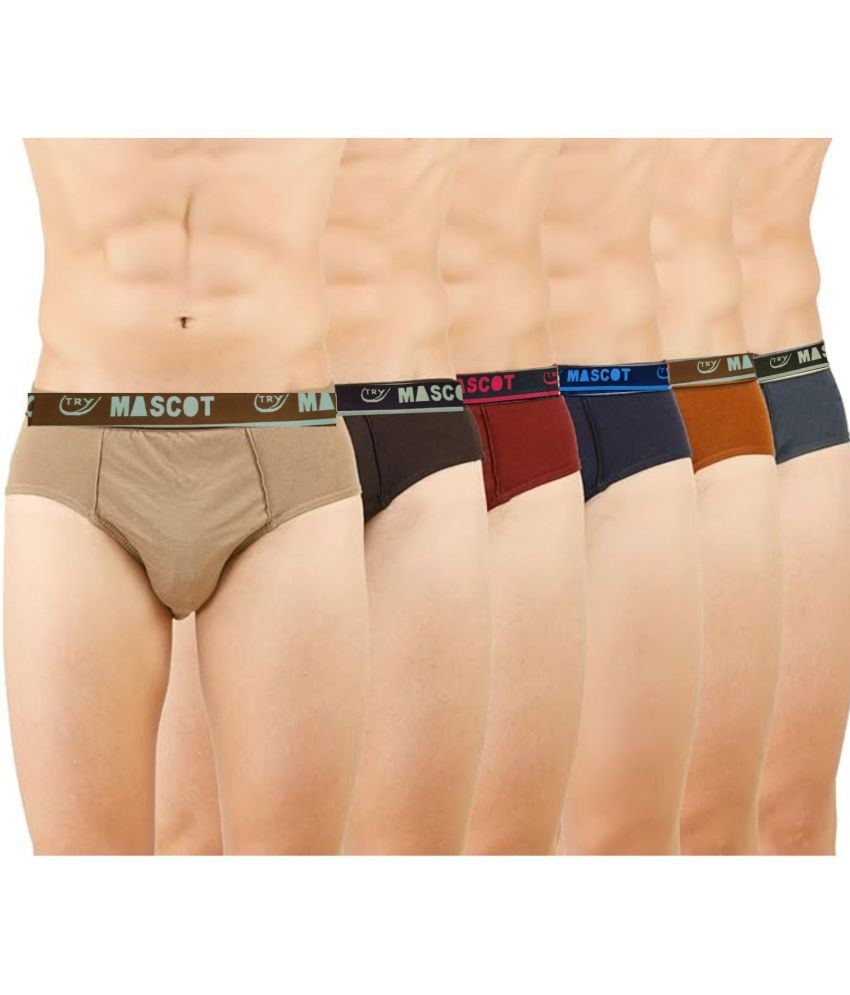     			MASCOTA Multicolor Solid Mens underwear Cotton Men's Briefs ( Pack of 6 )