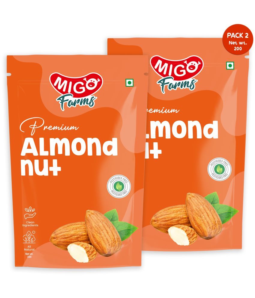     			Migo Farms 100% Natural Premium High Fiber Gluten Free Dried Badam Almonds (2 x 200 g)