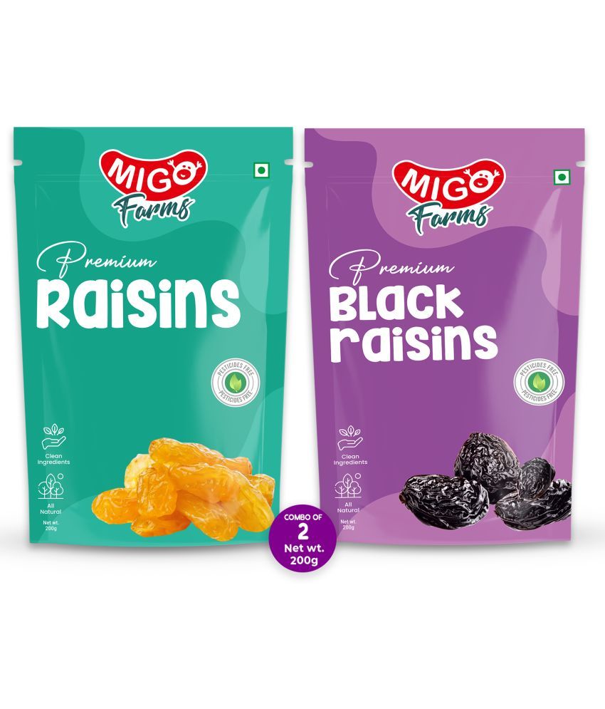     			Migo Farms Pack of 2 Premium Seedless Green Dried Healthy & Nutritious Raisins Kishmish (2 x 200 g)