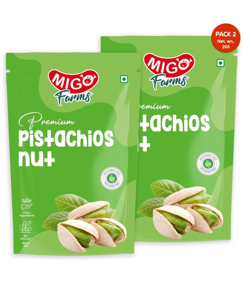     			Migo Farms Premium Dry Fruits Roasted & Salted Pistachios, Rich in Protein & Fibre (2 x 200 g)