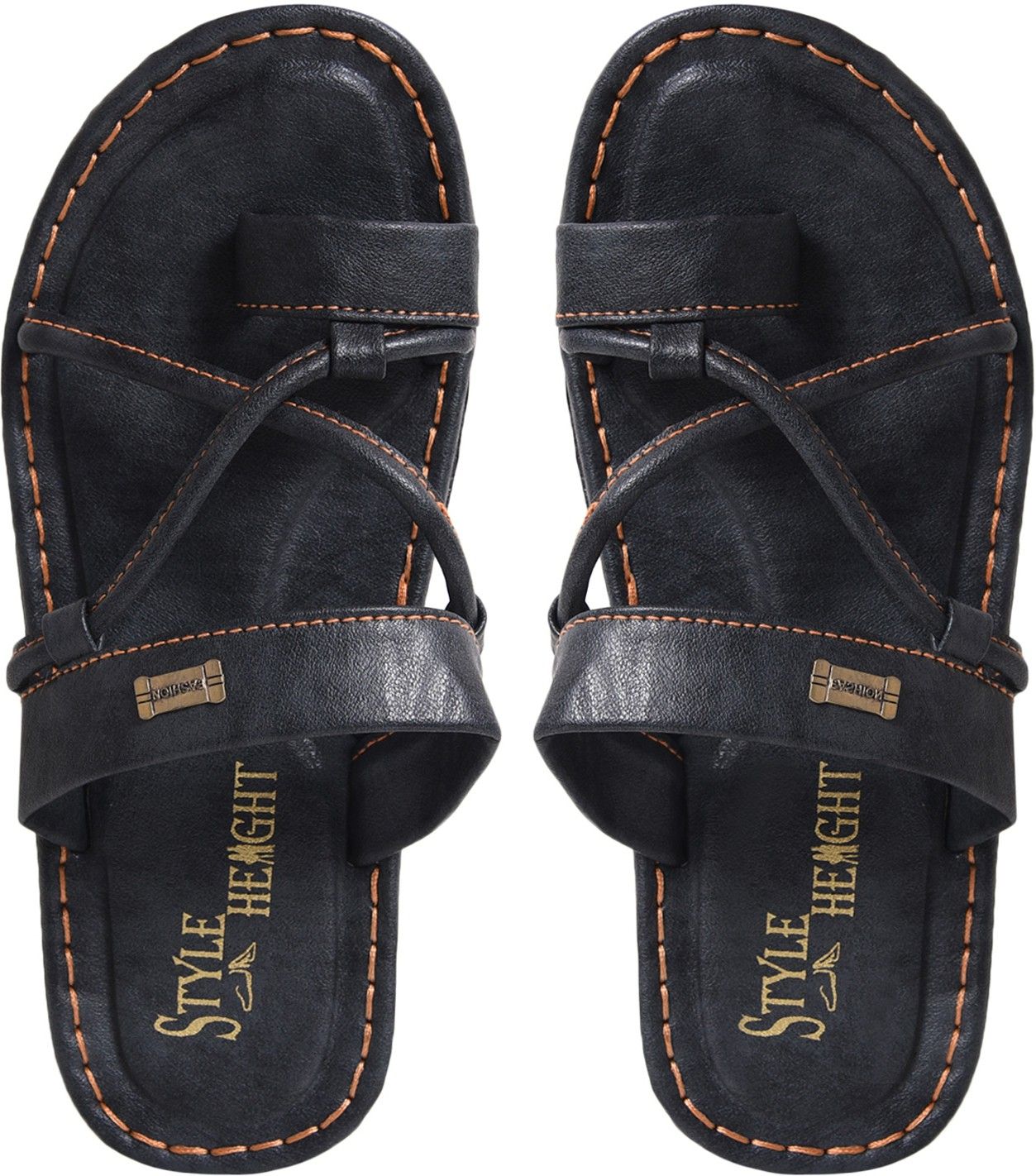     			STLYE HEIGHT Black Men's Slide Flip Flop