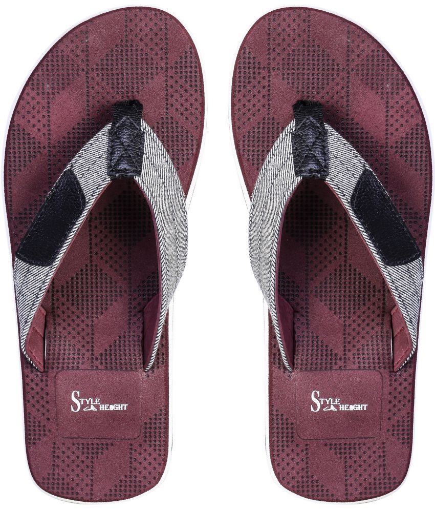     			STLYE HEIGHT Maroon Men's Thong Flip Flop