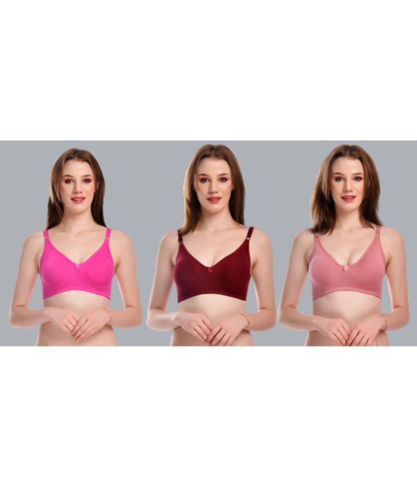     			Viral Girl Maroon Cotton Non Padded Women's Everyday Bra ( Pack of 3 )