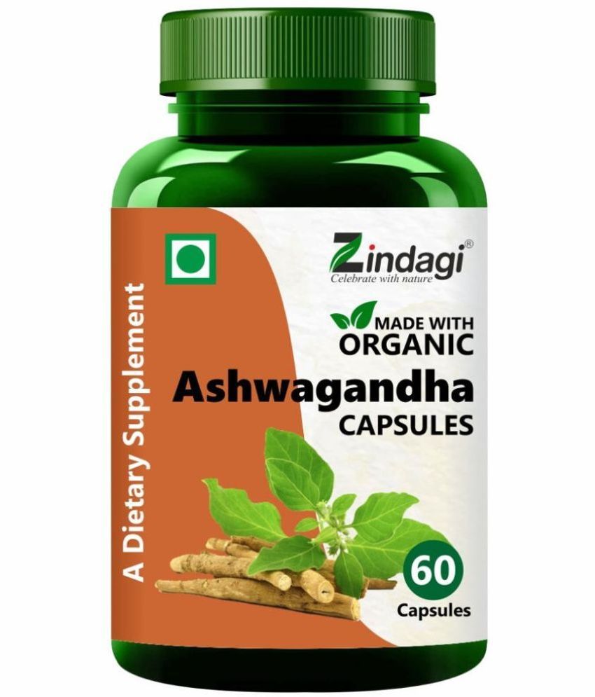     			Zindagi Organic Ashwagandha Capsules - Immune System Support - for Optimal Health (60 Capsules)