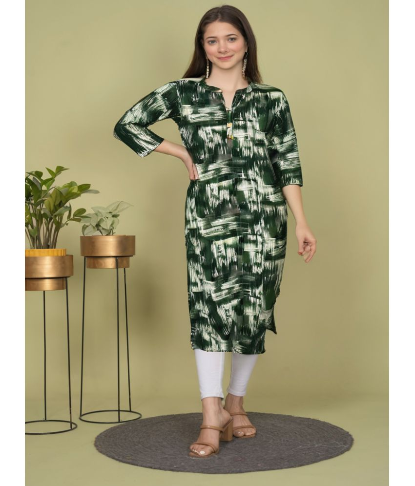     			Estela Cotton Printed Straight Women's Kurti - Green ( Pack of 1 )