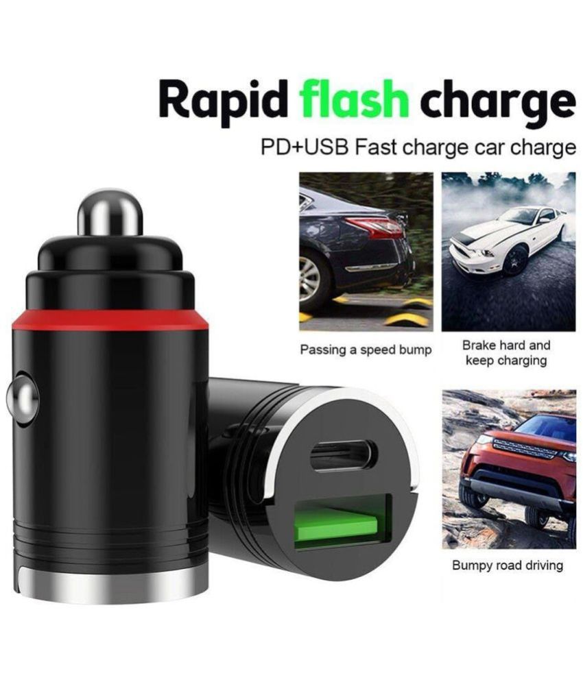     			GEEO Car Mobile Charger Metal Car Charger Black