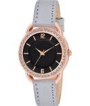 KIARVI GALLERY Dark Grey Leather Analog Womens Watch