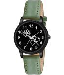 KIARVI GALLERY Green Leather Analog Womens Watch