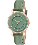 KIARVI GALLERY Green Leather Analog Womens Watch