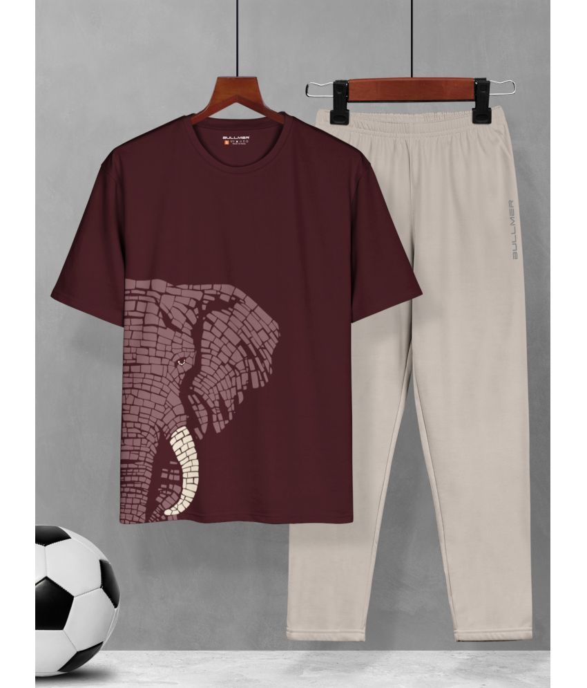     			BULLMER Men's T-shirt Trousers Co-Ords Set ( Pack of 1 , Burgandy )