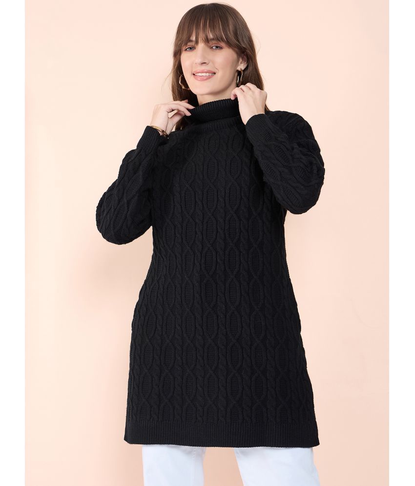     			Clapton Woollen High Neck Women's Cardigans Dress - Black ( )