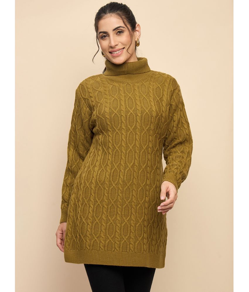     			Clapton Woollen High Neck Women's Cardigans Dress - Gold ( )