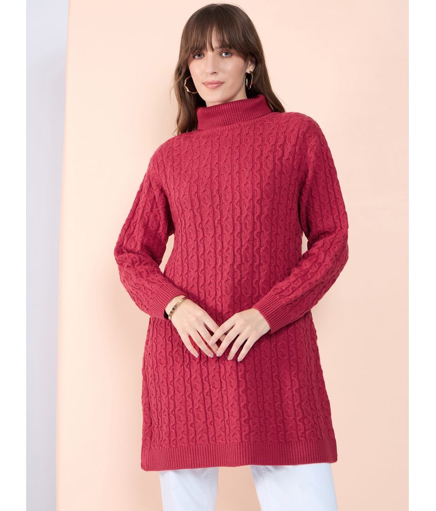     			Clapton Woollen High Neck Women's Cardigans Dress - Rust ( )