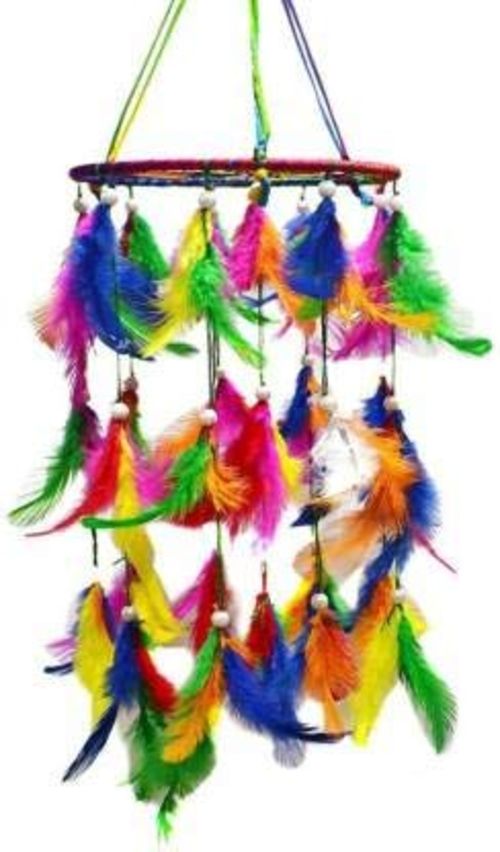     			DHRUVTAR Multicolor Feather Dream Catcher - Pack of 1 ( 40 X 15 cms )