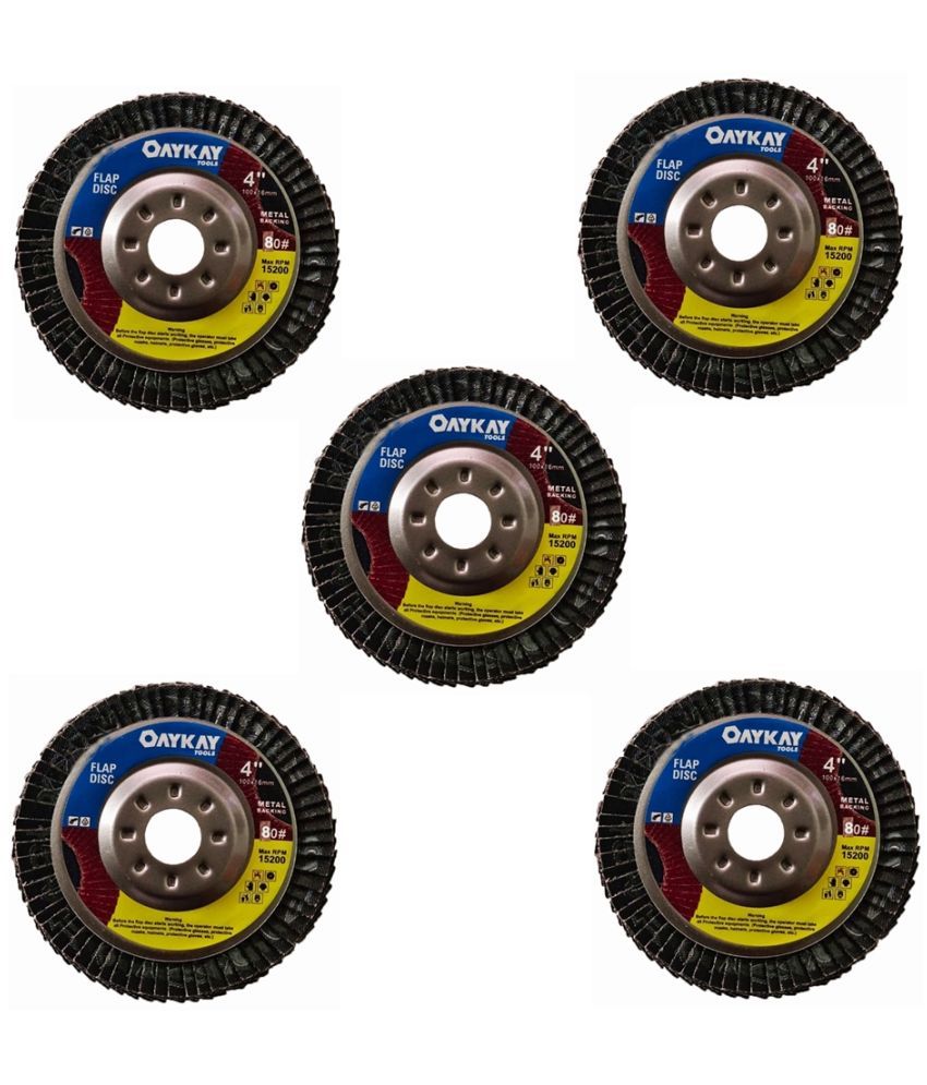     			Flap Disc Metal Backing 4x80 Grit pack of 5 Oaykay Tools