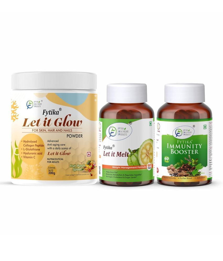     			Fytika Let it Glow Fruit Punch, Collagen Powder-200G + Fytika Let it melt with Garcinia Cambogia, Green coffee-60 Tabs + Fytika Immunity Booster (Immune system support)-60 Tabs