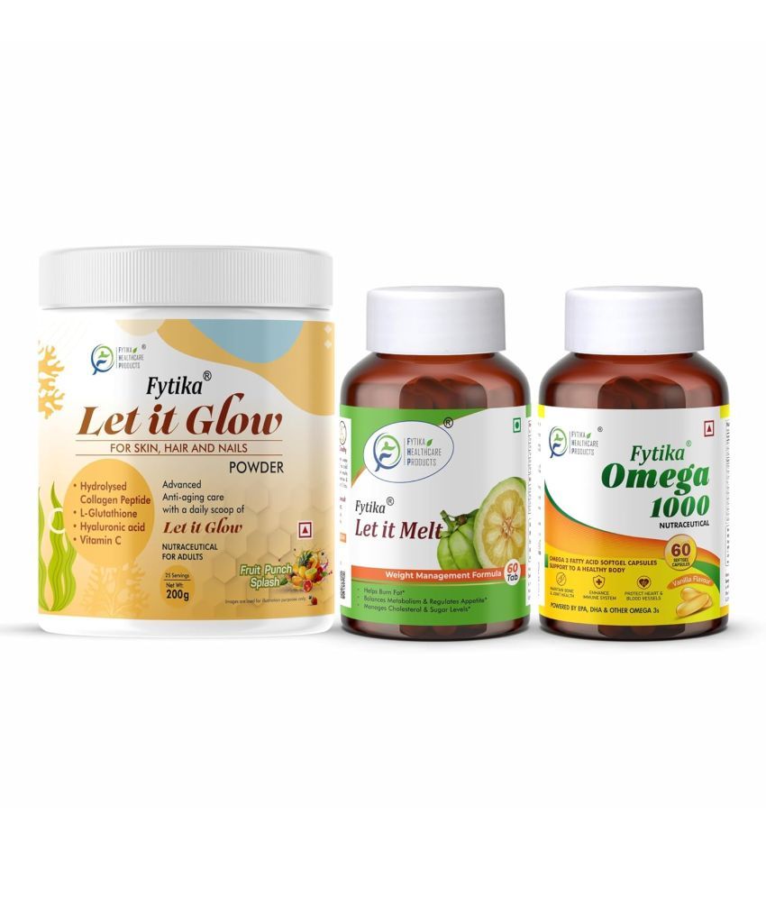     			Fytika Let it Glow Fruit Punch, Collagen Powder-200G + Fytika Let it melt with Garcinia Cambogia, Green coffee-60 Tabs + Fytika Omega1000 (Omega3 Fatty acids)-60 Caps