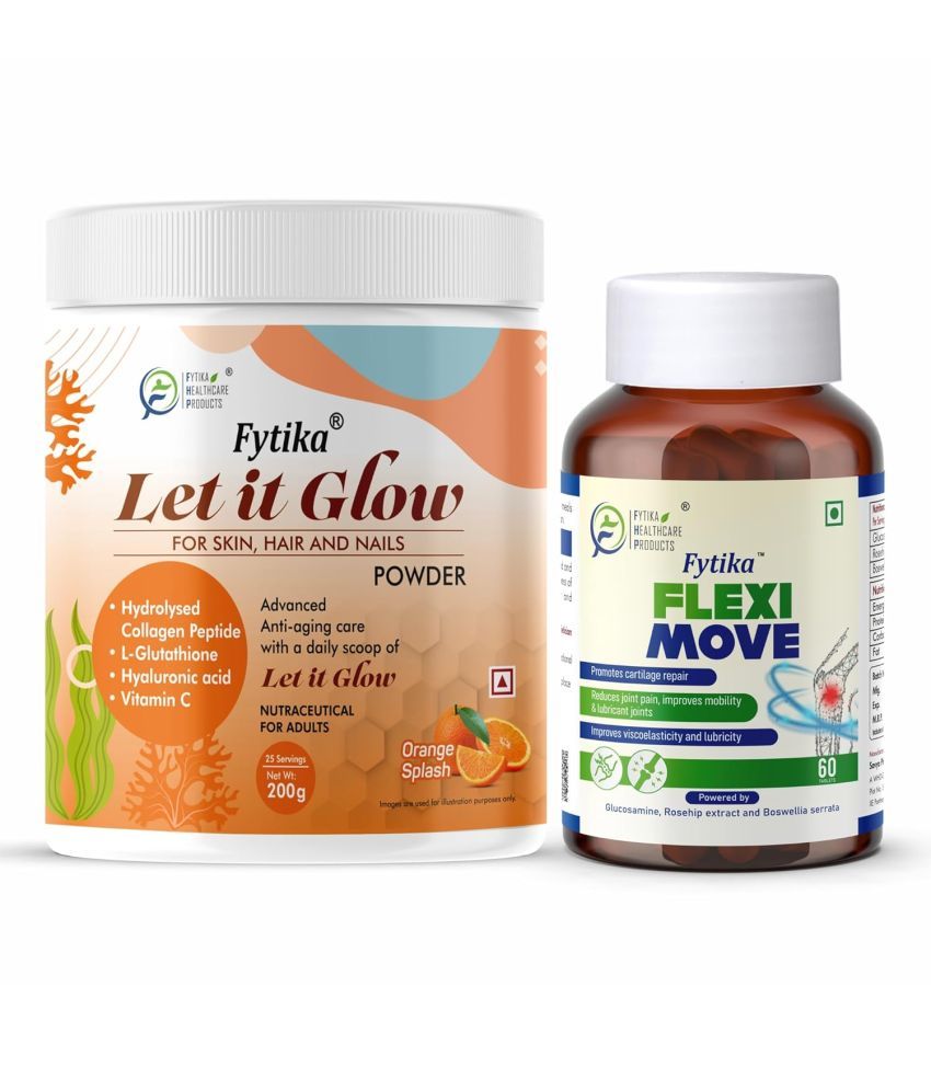     			Fytika Let it Glow Orange Splash, Collagen Powder-200G + Fytika Flexi Move| Glucosamine, Rosehip Powder extract-60 Tabs