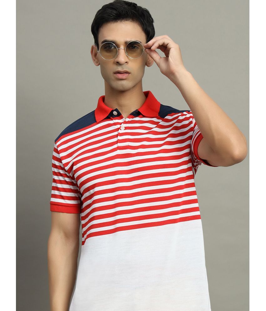     			GET GOLF Cotton Blend Regular Fit Striped Half Sleeves Men's Polo T Shirt - Red ( Pack of 1 )