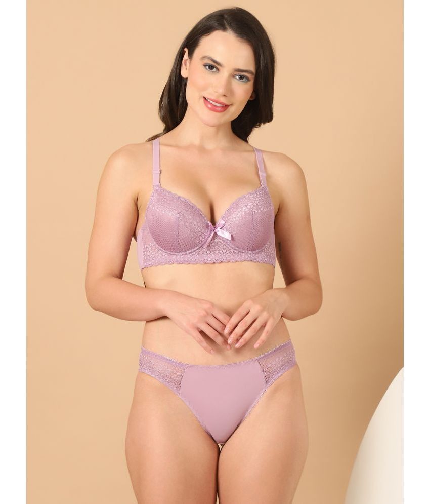     			PrettyCat Lace Women's Bra & Panty Set ( Mauve ) Hot Lingerie