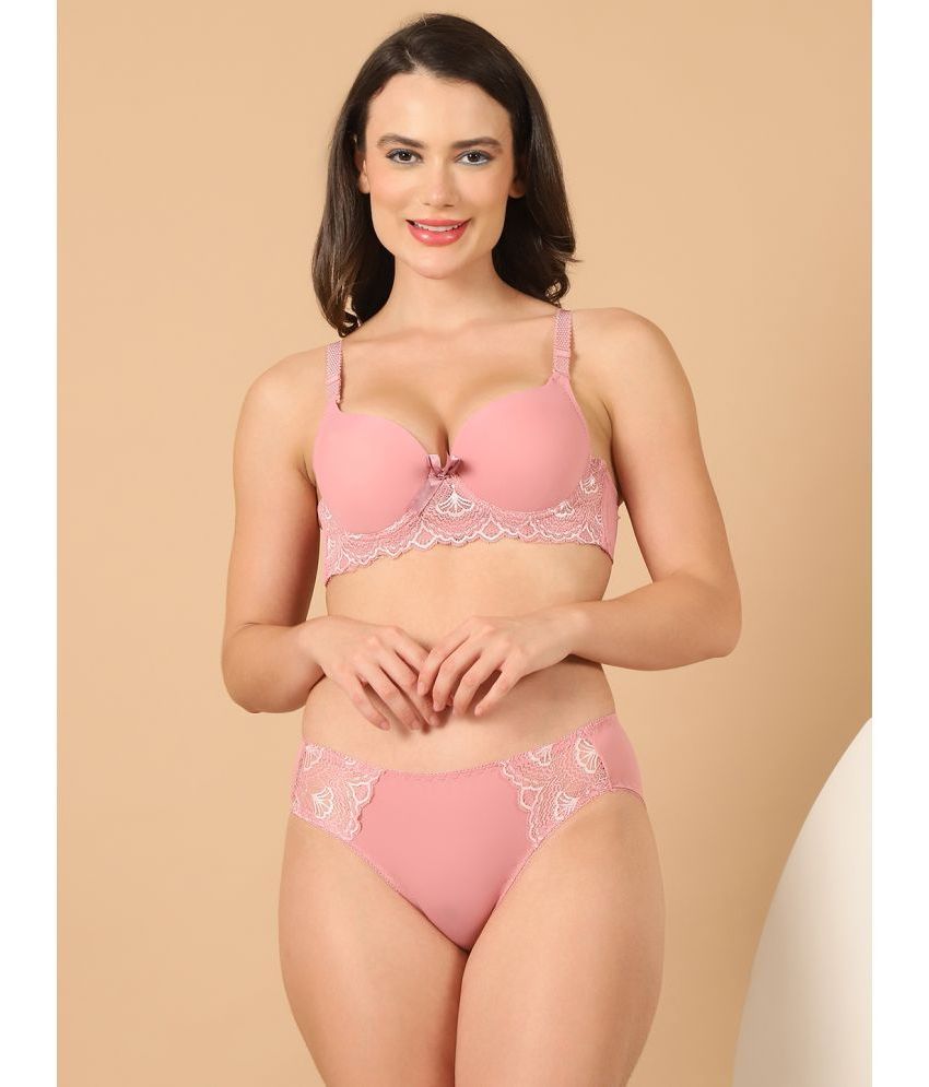     			PrettyCat Pink Hot Lingerie Polyester Women's Bra & Panty Set ( Pack of 1 )