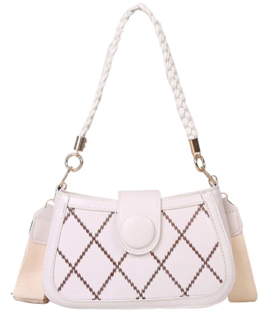     			Santorini White Faux Leather Sling Bag