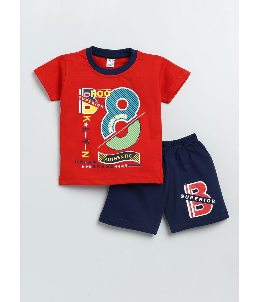     			TINY BINY Red Cotton Boys T-Shirt & Shorts ( Pack of 1 )