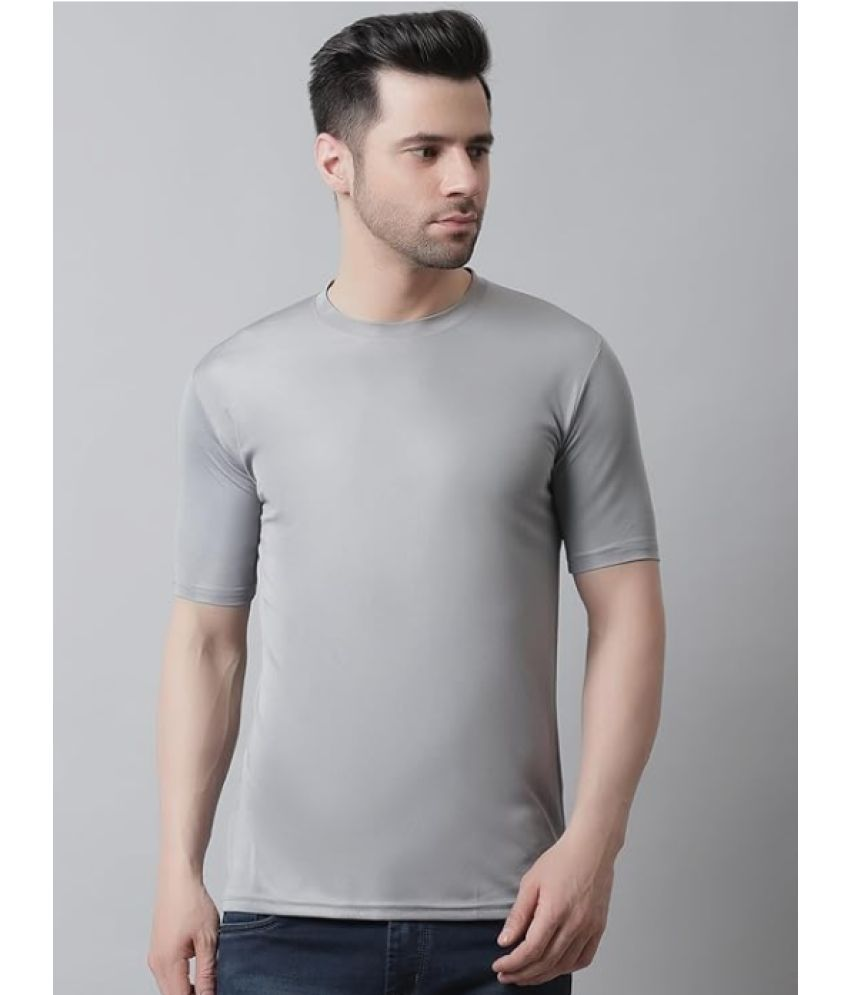     			The Mini NEEDLE Polyester Regular Fit Solid Half Sleeves Men's T-Shirt - Grey ( Pack of 1 )