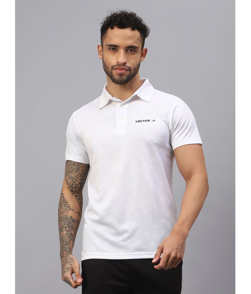     			Vector X White Polyester Regular Fit Men's Sports Polo T-Shirt ( Pack of 1 )