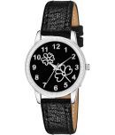 KIARVI GALLERY Black Leather Analog Womens Watch