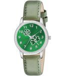 KIARVI GALLERY Green Leather Analog Womens Watch