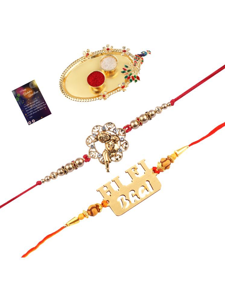     			Elegant Bhaiya Rakhi " HI-FI BHAI" Designer Pendent With Designer Look"BAL GOPAL"Rakhi Combo For Bhaiya With Roli Chawal And Greeting Card 1 Kankawati Pooja Thali