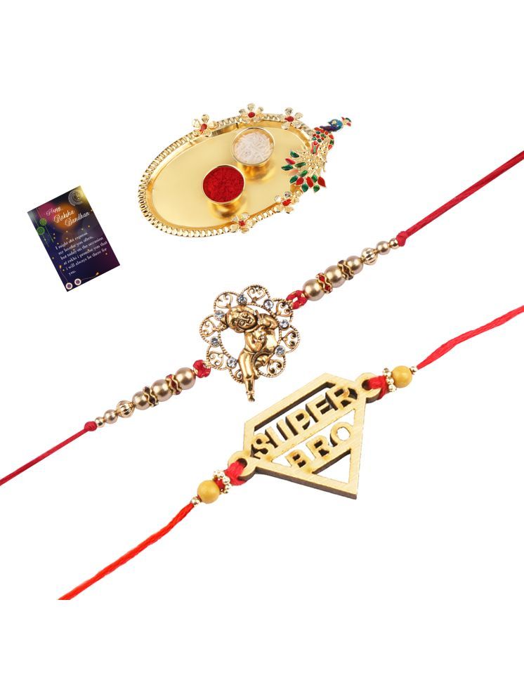     			Fashion Charm Bhaiya Rakhi " SUPER HERO" Designer Pendent With Designer Look"BAL GOPAL"Rakhi Combo For Bhaiya With Roli Chawal And Greeting Card 1 Kankawati Pooja Thali